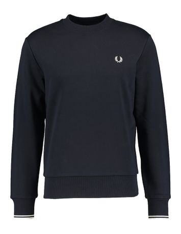 Donkerblauwe sweater met ronde hals Fred Perry