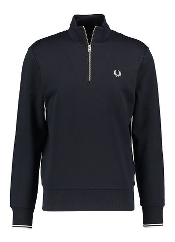 Donkerblauwe sweater met korte rits Fred Perry