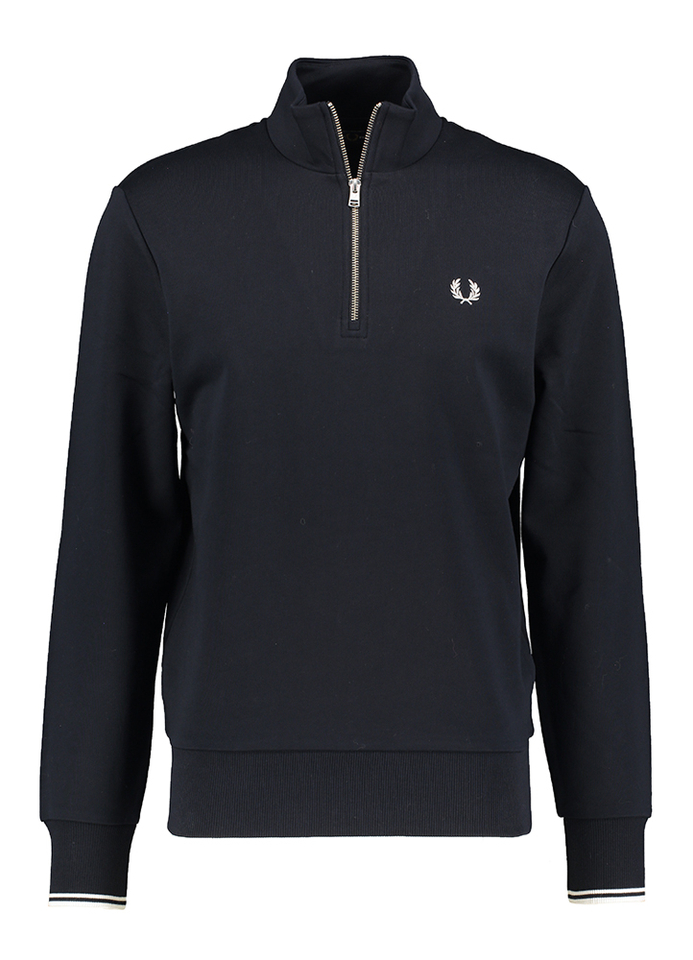 Donkerblauwe sweater met korte rits Fred Perry