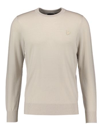 Beige trui met ronde hals en beige merklogo Lyle & Scott