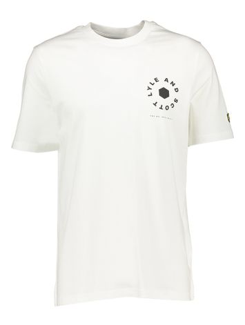 Witte t-shirt met print op de rug Lyle & Scott