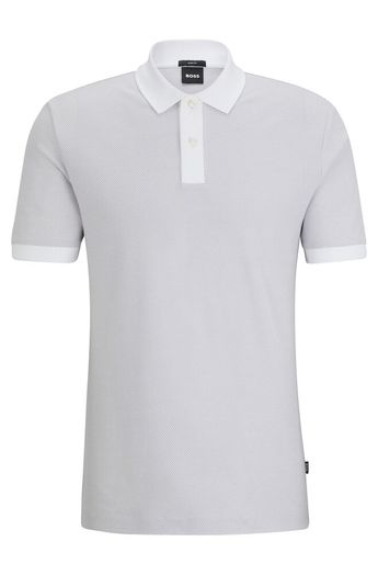 Witte polo met beige print witte kraag Boss