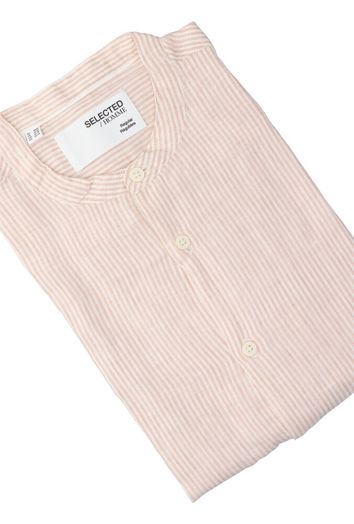 Cameo Rose/Stripes linnen hemd ( regular fit) en lange mouwen Selected