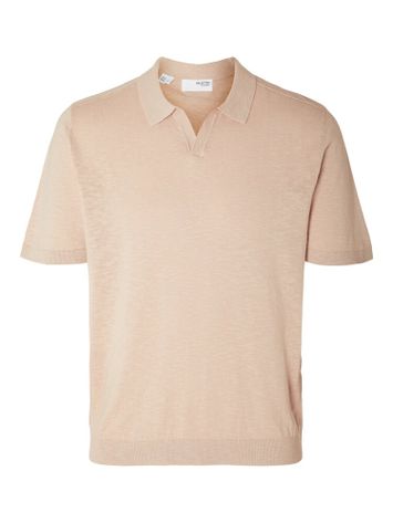 Cameo rose kleurige polo met linnen SLHBerg Selected 