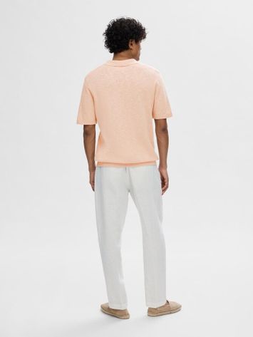 Cameo rose kleurige polo met linnen SLHBerg Selected 