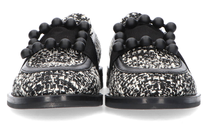 Zwart witte bouclé mocassins Frau