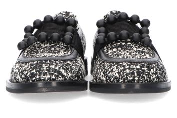 Zwart witte bouclé mocassins Frau