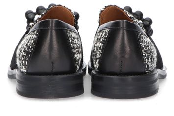 Zwart witte bouclé mocassins Frau