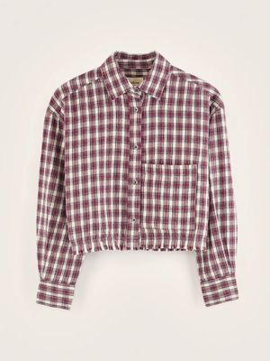 Ecru cropped katoenen blouse met bordeaux print Higgle Bellerose