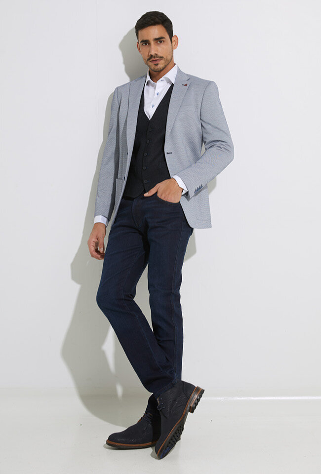 Blauwkleurige blazer Roy Robson