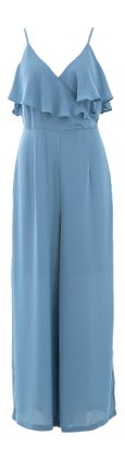 Vila Blauwe soepelvallende jumpsuit met frul vooraan