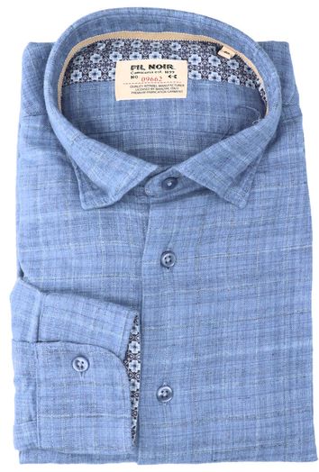 Indigo katoenen hemd ( slim fit) met details en lange mouwen Fil Noir