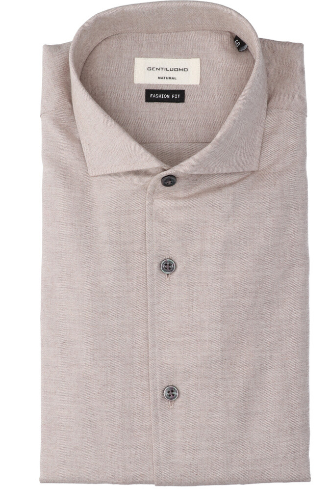 Beige katoenen hemd (slim fit) met lange mouwen Gentiluomo