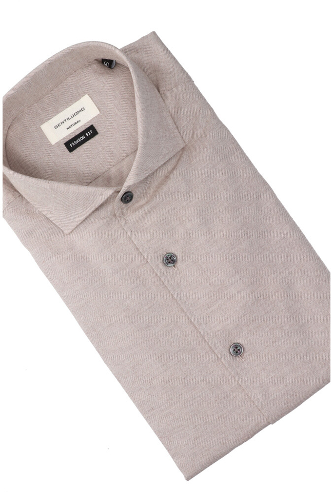 Beige katoenen hemd (slim fit) met lange mouwen Gentiluomo