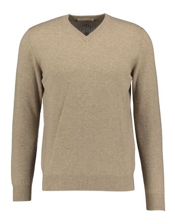 Beige trui met v-hals in kasjmier Cashmere Company 