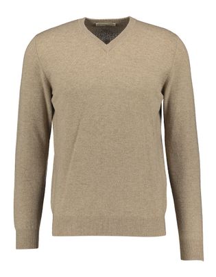 Beige trui met v-hals in kasjmier Cashmere Company
