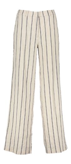 Beige linnen broek met blauwe streep Mira Cambio