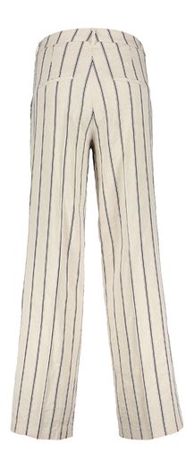 Beige linnen broek met blauwe streep Mira Cambio
