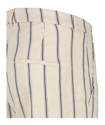 Beige linnen broek met blauwe streep Mira Cambio