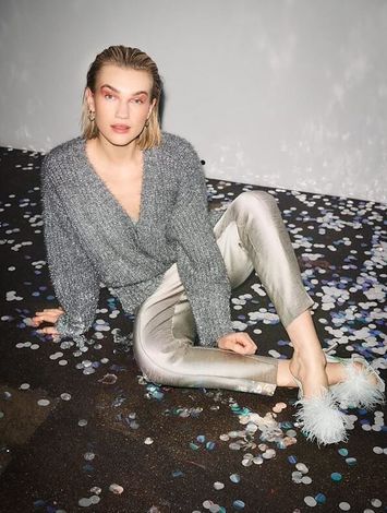 Grijze wijdvallende cardigan met zilverdraad Saint Tropez