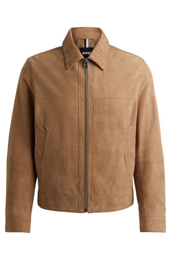 Beige suède jas met rits Hugo Boss