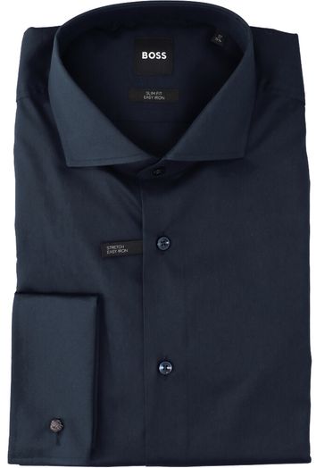 Donkerblauw katoenen hemd ( slim fit) met lange mouwen Hugo Boss