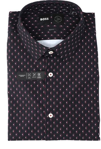 Zwart katoenen hemd ( slim fit) met print en lange mouwwen Hugo Boss