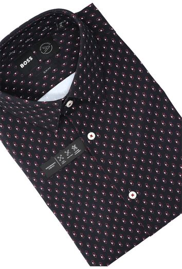 Zwart katoenen hemd ( slim fit) met print en lange mouwwen Hugo Boss