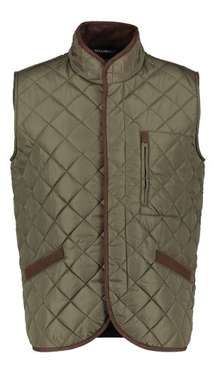 Kaki padded bodywarmer met donkerbruine details Wellington of Bilmore