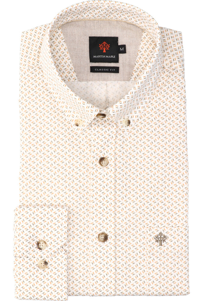 Wit katoenen hemd ( regular fit) met details en lange mouwen Martin Maple