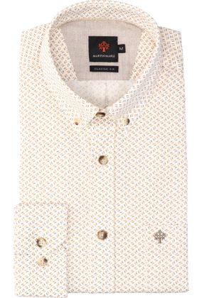 Martin Maple Wit katoenen hemd ( regular fit) met details en lange mouwen
