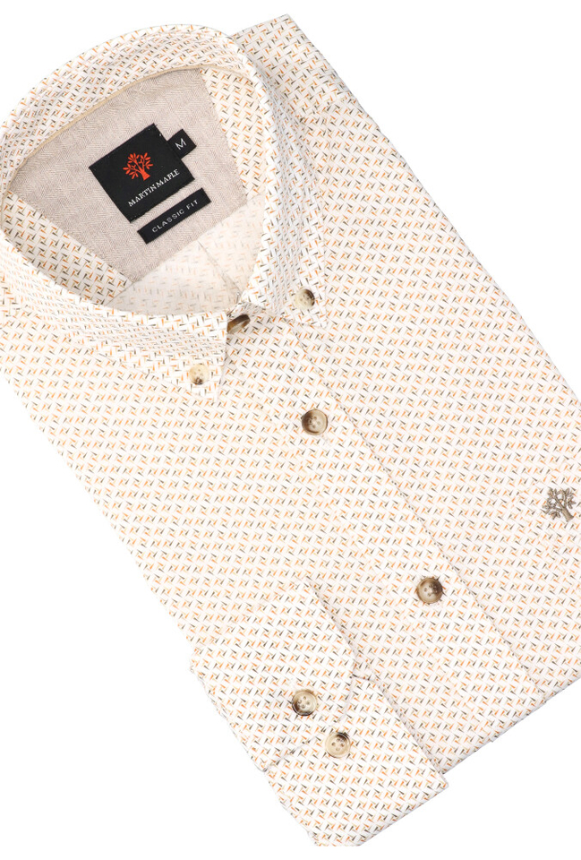 Wit katoenen hemd ( regular fit) met details en lange mouwen Martin Maple