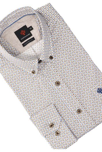 Wit katoenen hemd ( regular fit) met bloemen en lange mouwen Martin Maple