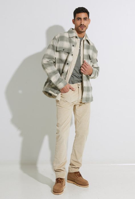 Lichtbeige ribfluwelen broek Slim Straight For all Mankind