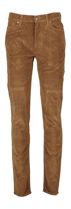 Cognac kleurige ribfluwelen broek Slim Straight For all Mankind