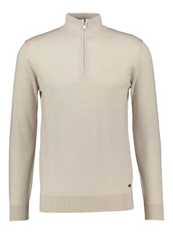 Beige trui met korte rits met merino wol Seven Dials