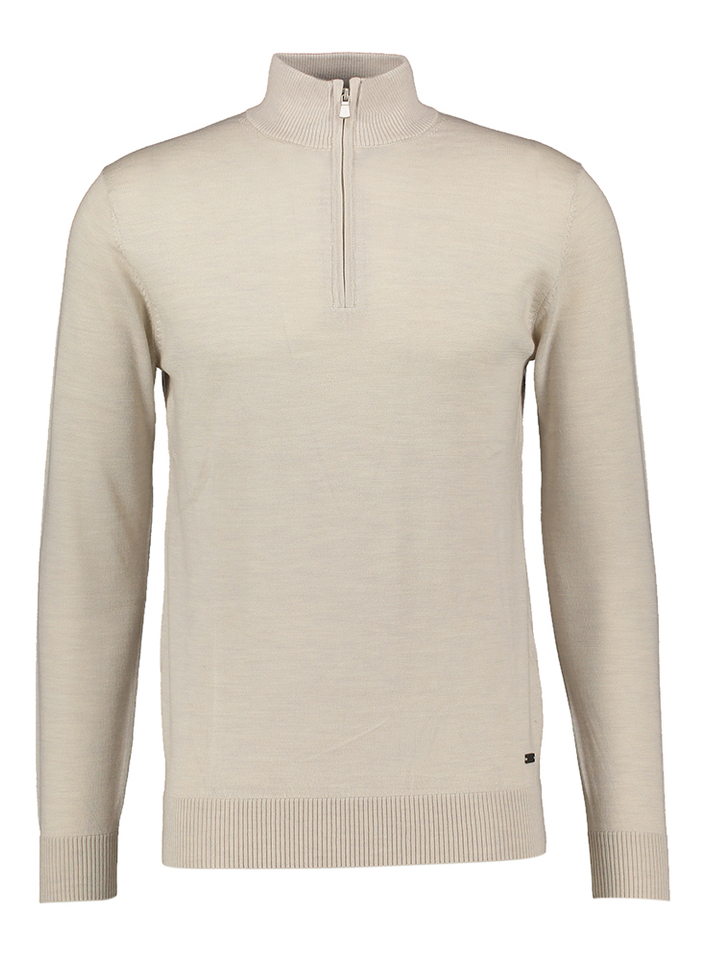 Beige trui met korte rits met merino wol Seven Dials