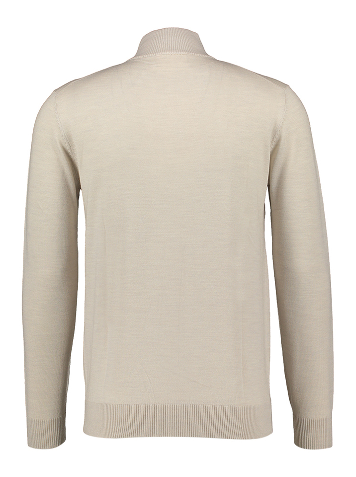 Beige trui met korte rits met merino wol Seven Dials