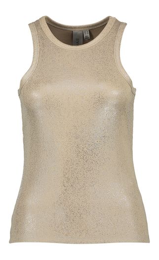 Beige aansluitende top met zilveren glans Yasracci Y.A.S