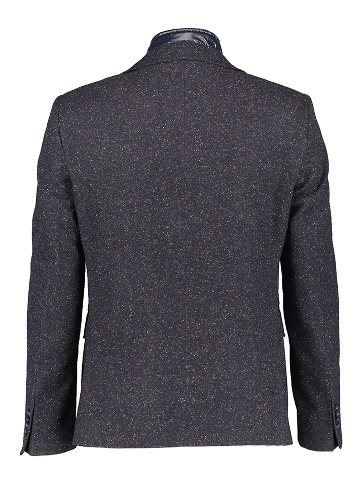 Blauwe wollen gespikkelde jas met afneembare binnenkant Manuel Ritz