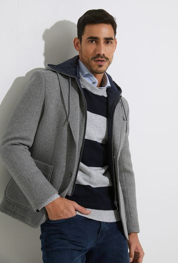 gestreepte sportieve blazer met afneembare kap Manuel Ritz