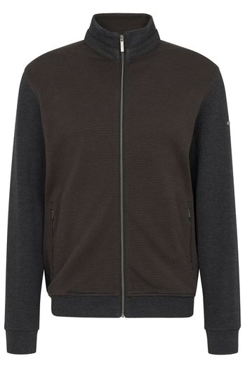 Bruine geruite gilet met grijze mouwen Bugatti