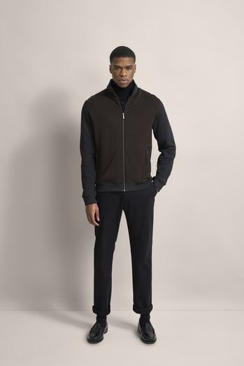Bruine geruite gilet met grijze mouwen Bugatti