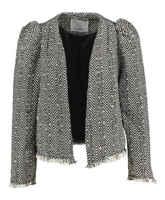 Zwart en wit jasje in diverse print met pofmouwen Co'Couture