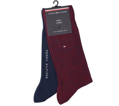 2-pack kousen donkerblauw en bordeaux Tommy Hilfiger