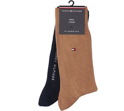 2-pack kousen donkerblauw en camel Tommy Hilfiger