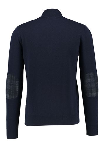 Donkerblauwe wollen pull met korte rits Altobello