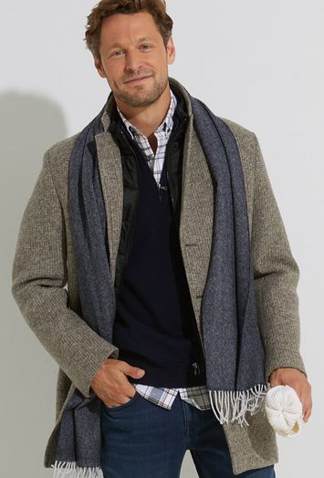 Donkerblauwe wollen pull met korte rits Altobello