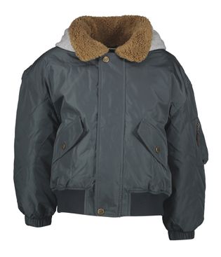 Bellerose Lichte antracietkleurige jas met kraag in teddystof en kap
