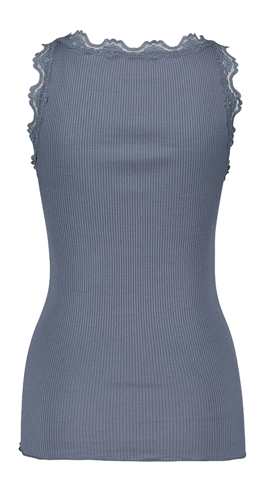 Blauwe top met kant Rosemunde